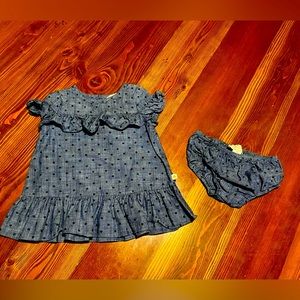 Kate Spade 12M Chambray Polka Dot Dress with Matching Bloomers